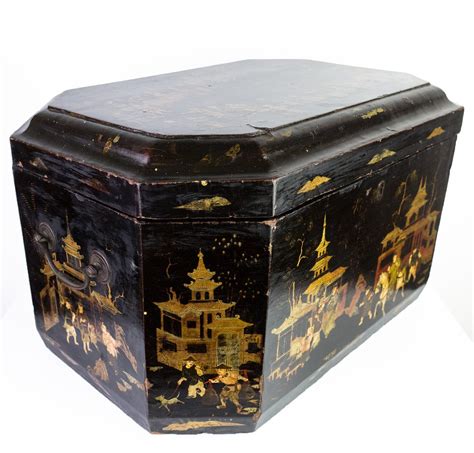 antique asian metal covered wood box|Antique Asia Box .